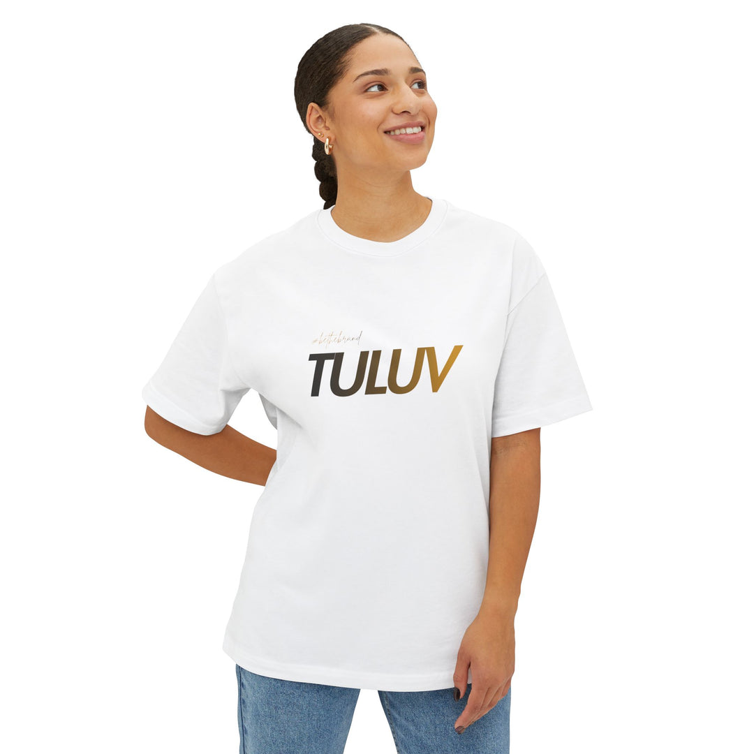 Tee — Minimal "TULUV" Logo Oversized Boxy T-Shirt - TULUV